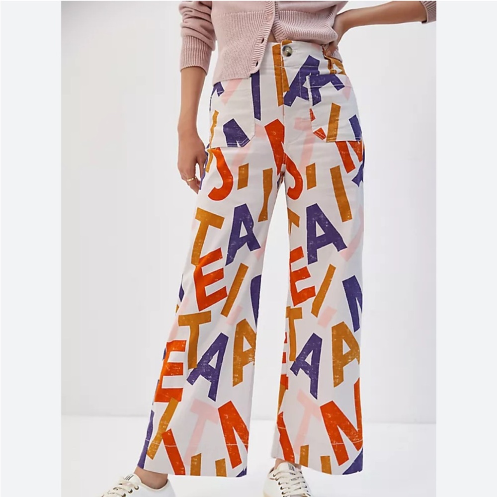 Anthropologie Maeve the Colette alphabet Letter Print Pants - size 25